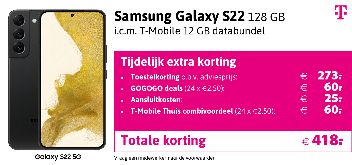 Kortingstabel T-Mobile Samsung Galaxy S22