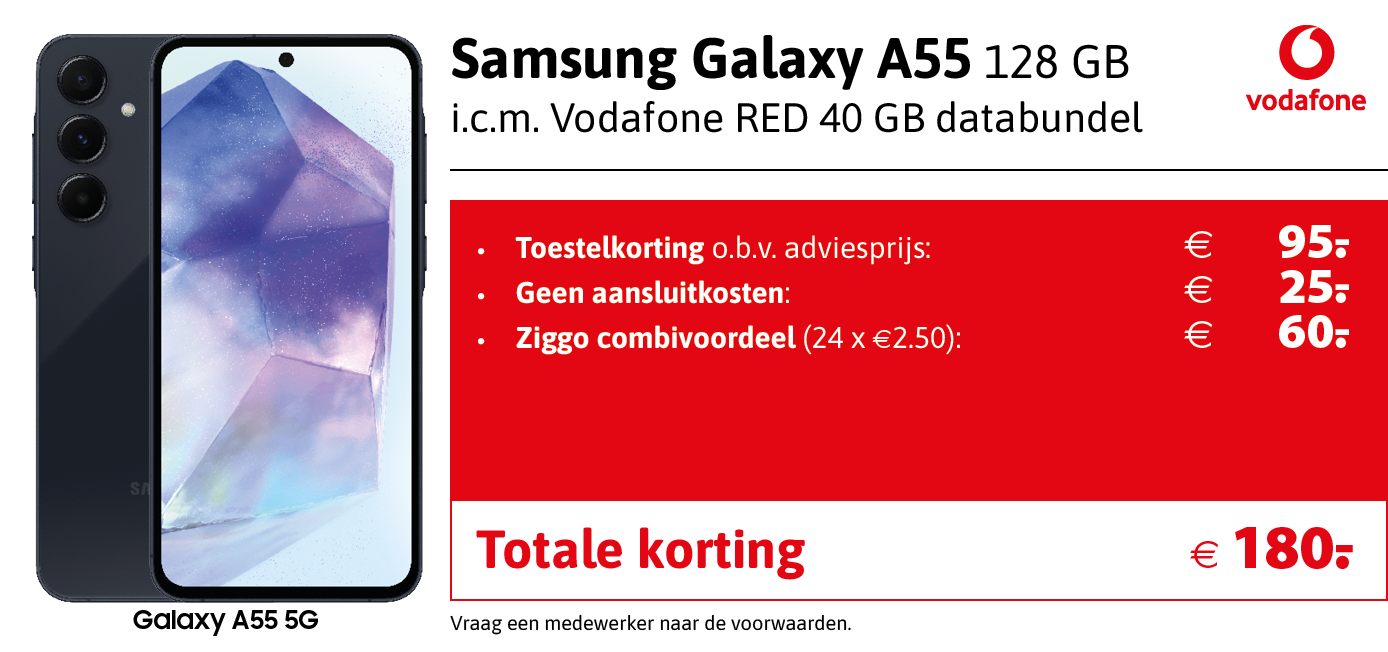 kortingstabel A55 Vodafone